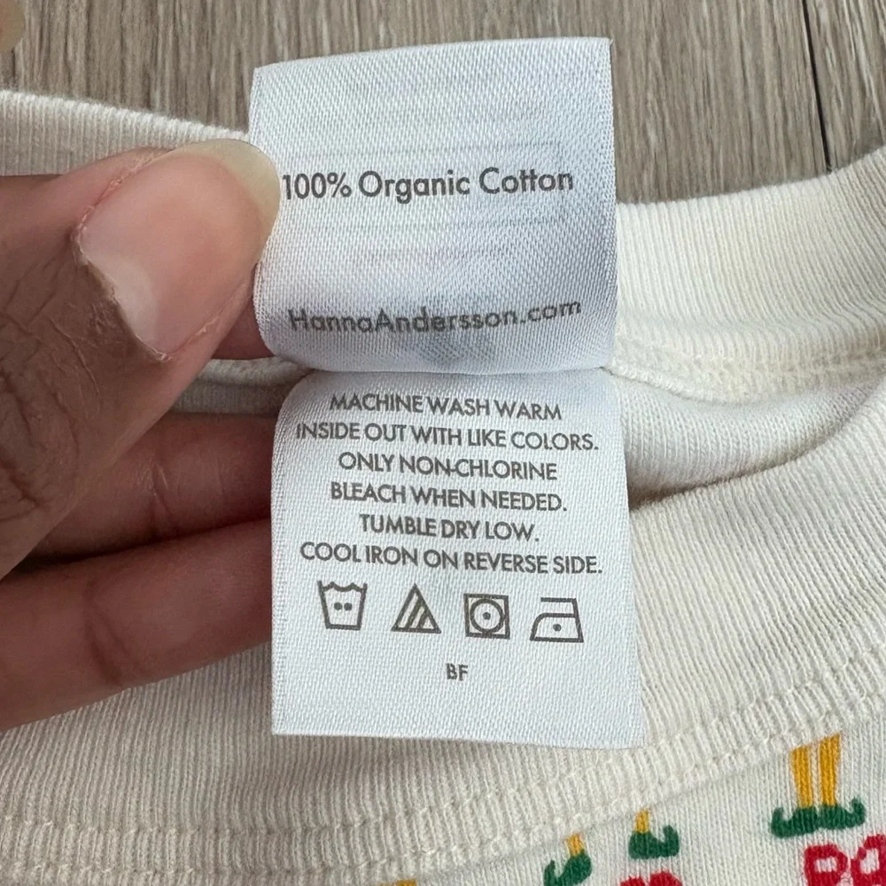 Hanna Andersson Elf Kids 14 Pajama Top Long John 100% Organic Cotton Holiday